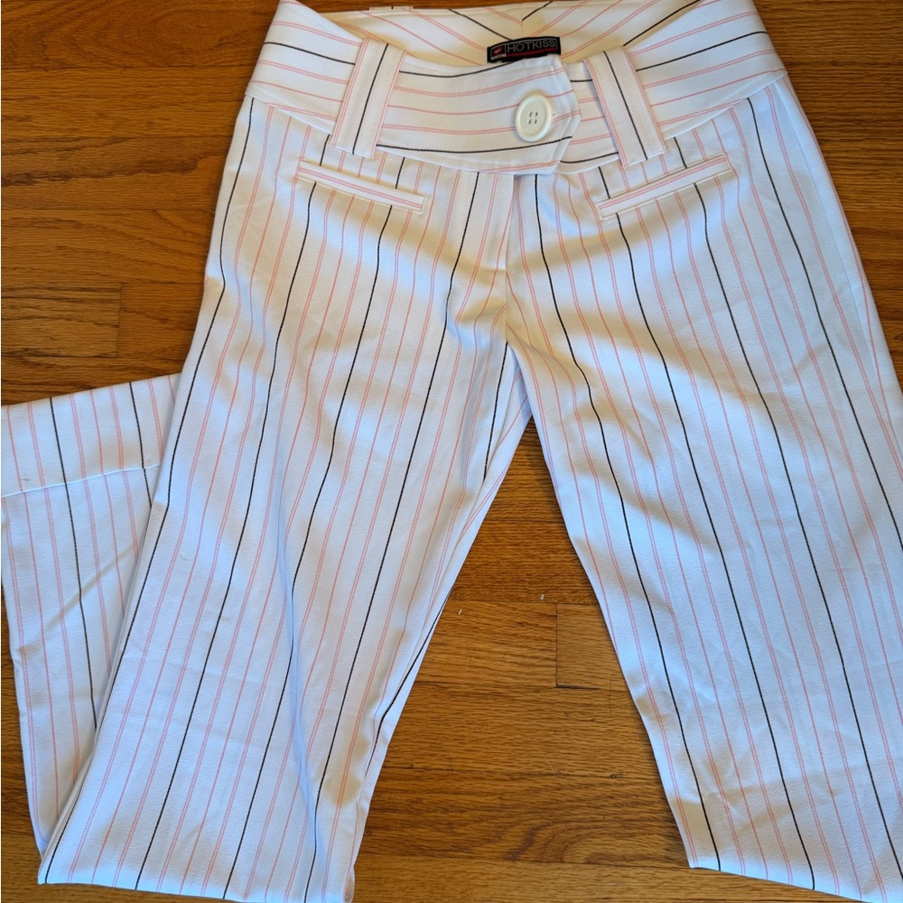 Hot Kiss White and Pink Striped Trousers
